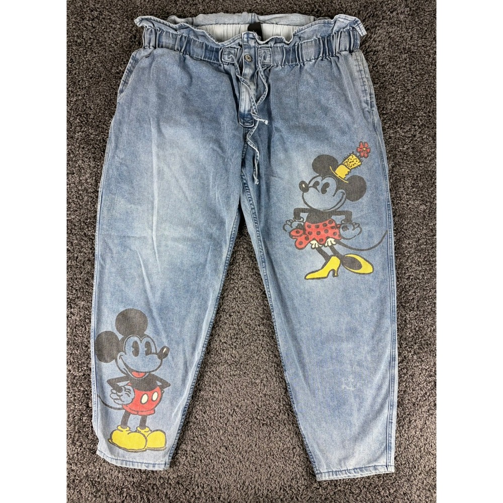 Disney Her Universe Mickey Minnie Mouse Paperbag Waist Denim Jeans Plus Size 2X